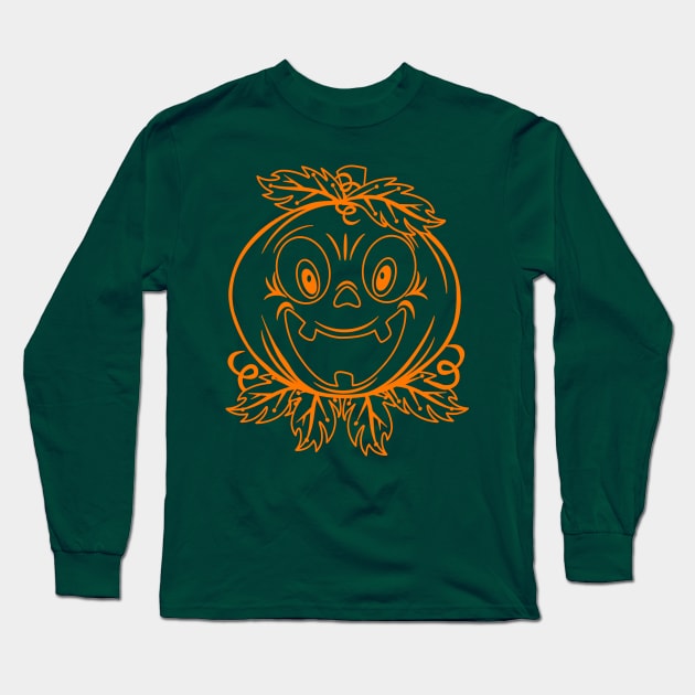 Smiling Pumpkin Long Sleeve T-Shirt by richhwalsh